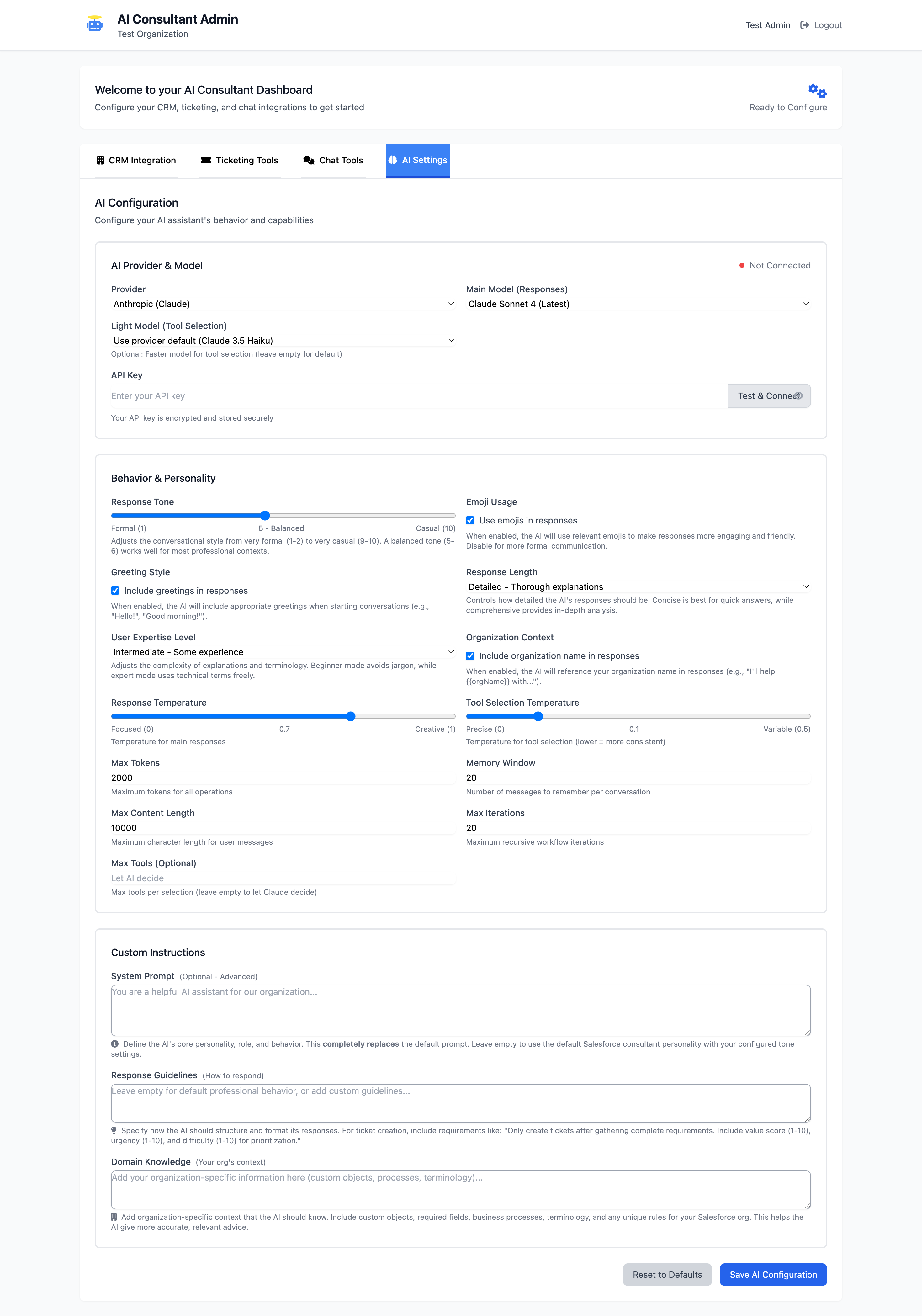 AI Configuration Settings